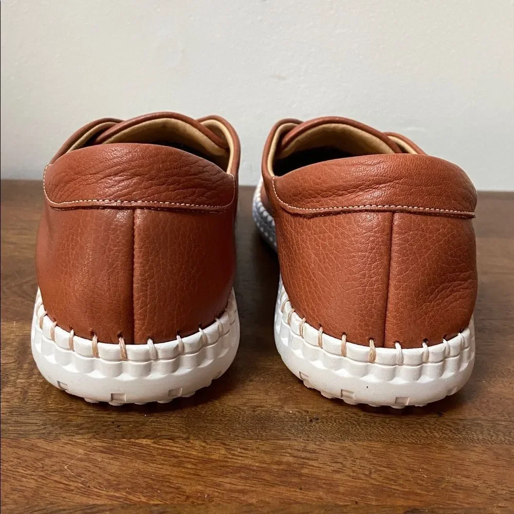 Anthropologie Denmark Bueno Women’s Leather Slip-On Sneakers in Tan- New
